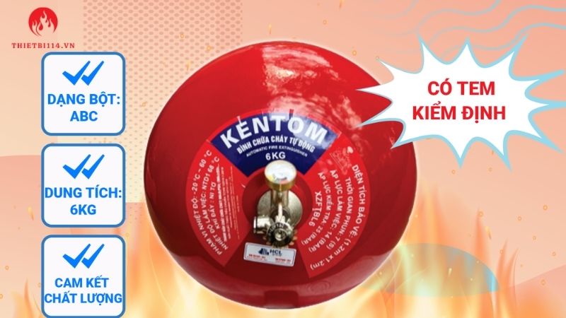 Bình cầu chữa cháy tự động Kentom ABC 6kg