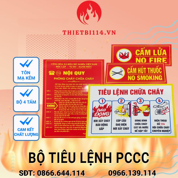 Bộ nội quy tiêu lệnh PCCC 4 tấm Tôn