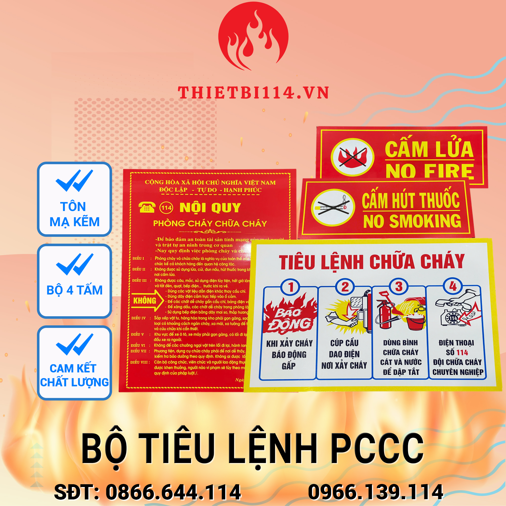 Bộ nội quy tiêu lệnh PCCC 4 tấm Tôn