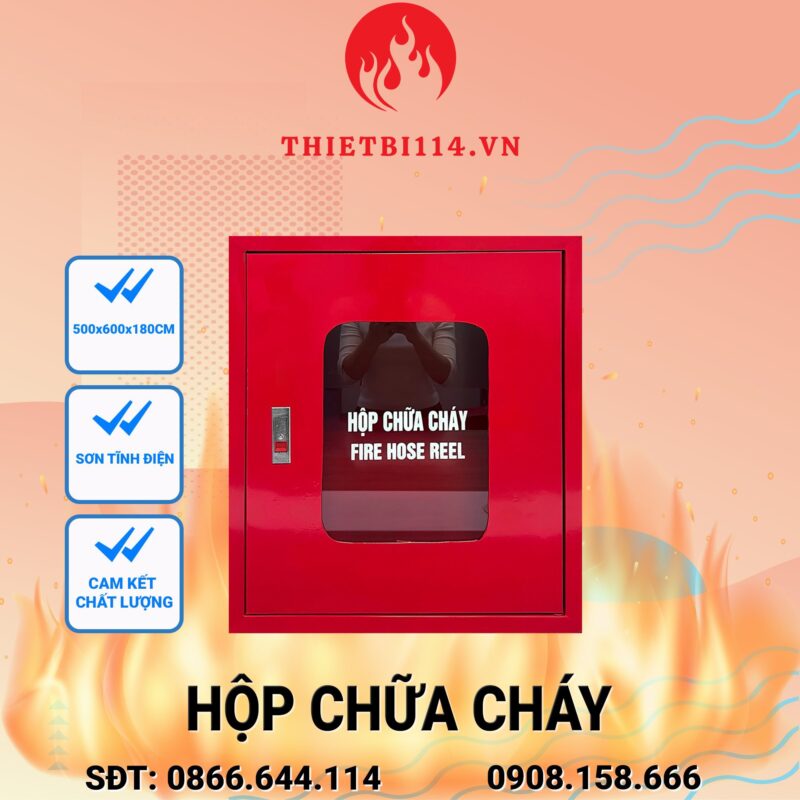 Hộp đựng bình chữa cháy 500x400x180mm sơn tĩnh điện Tủ chữa cháy 40x50x18 cm sơn tĩnh điện
