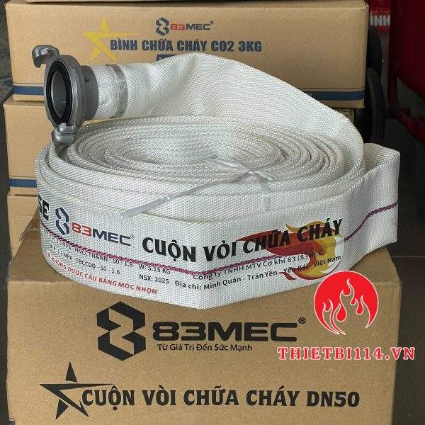 Cuộn vòi phun Bộ Quốc Phòng D50x20mx1.6Mpa kèm khớp nối + Tem kiểm định