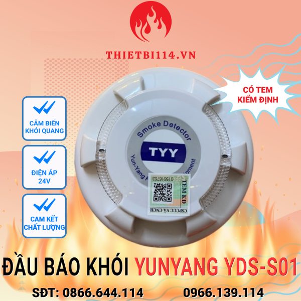 Đầu báo khói Yunyang YDS-S01 + Tem kiểm định