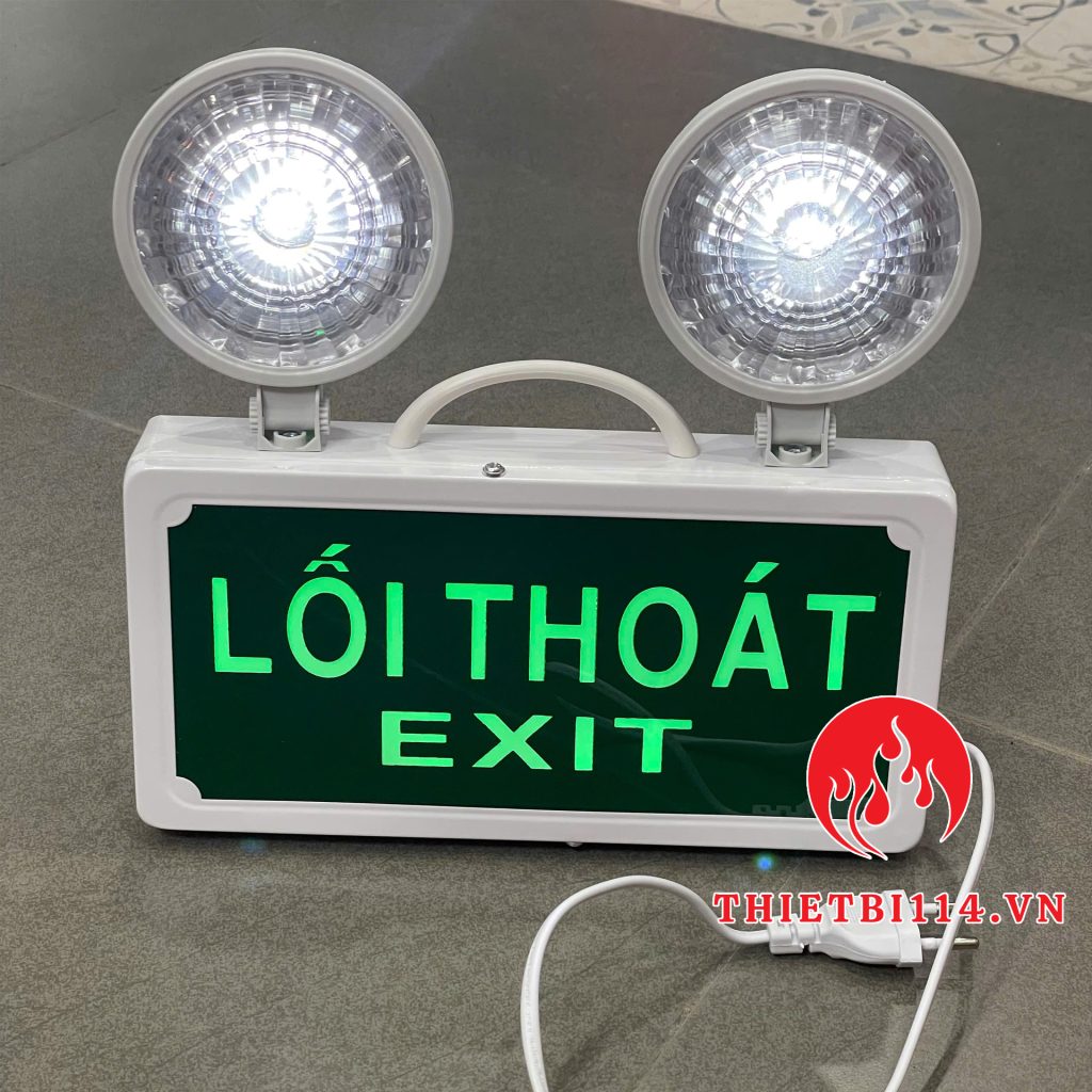 Đèn exit kết hợp sự cố không hướng + Tem kiểm định