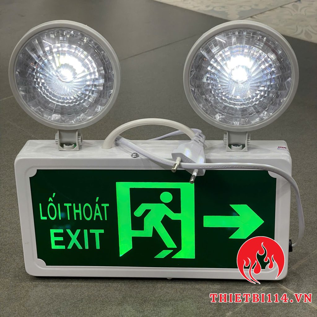 Đèn Exit kết hợp Sự cố chỉ hướng Phải + Tem kiểm định