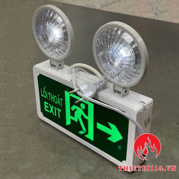 Đèn Exit kết hợp Sự cố chỉ hướng Phải + Tem kiểm định