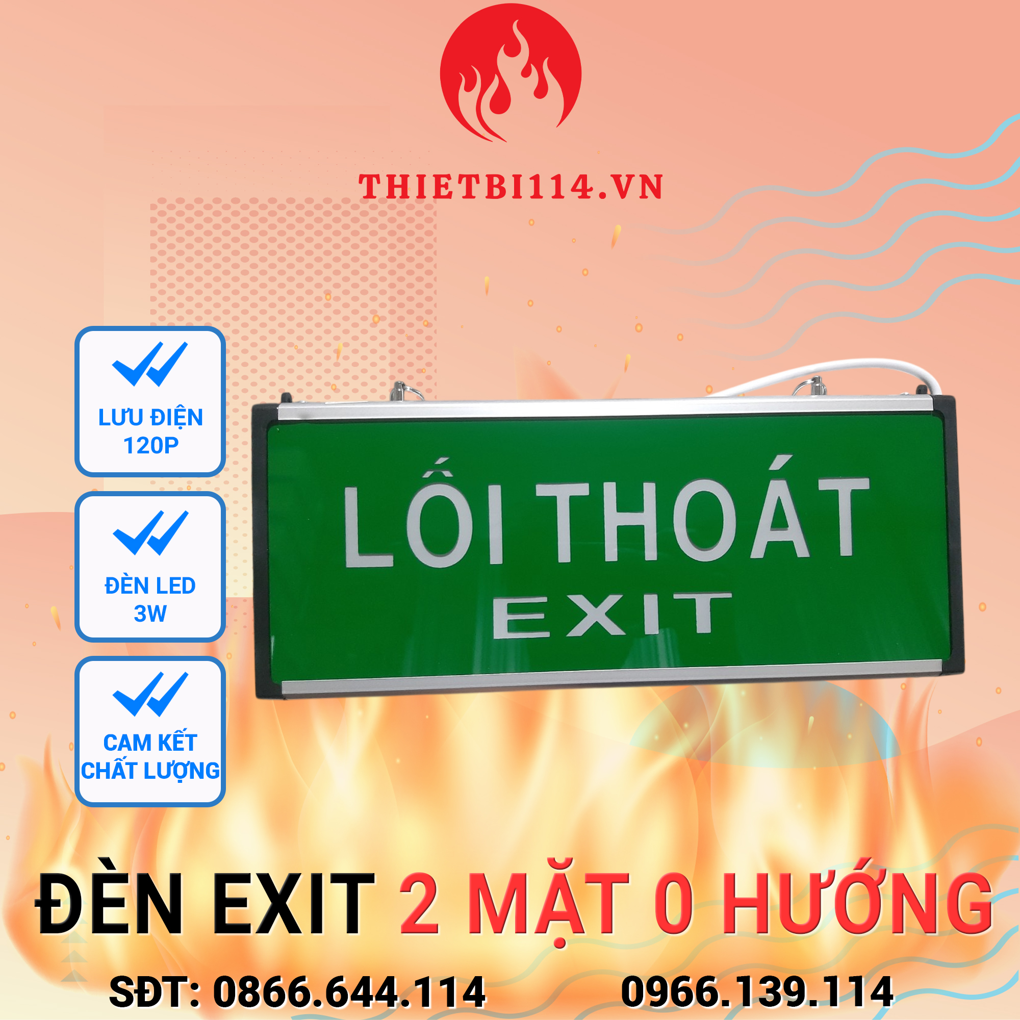 Đèn Exit hai mặt không hướng Đèn Exit hai mặt không hướng