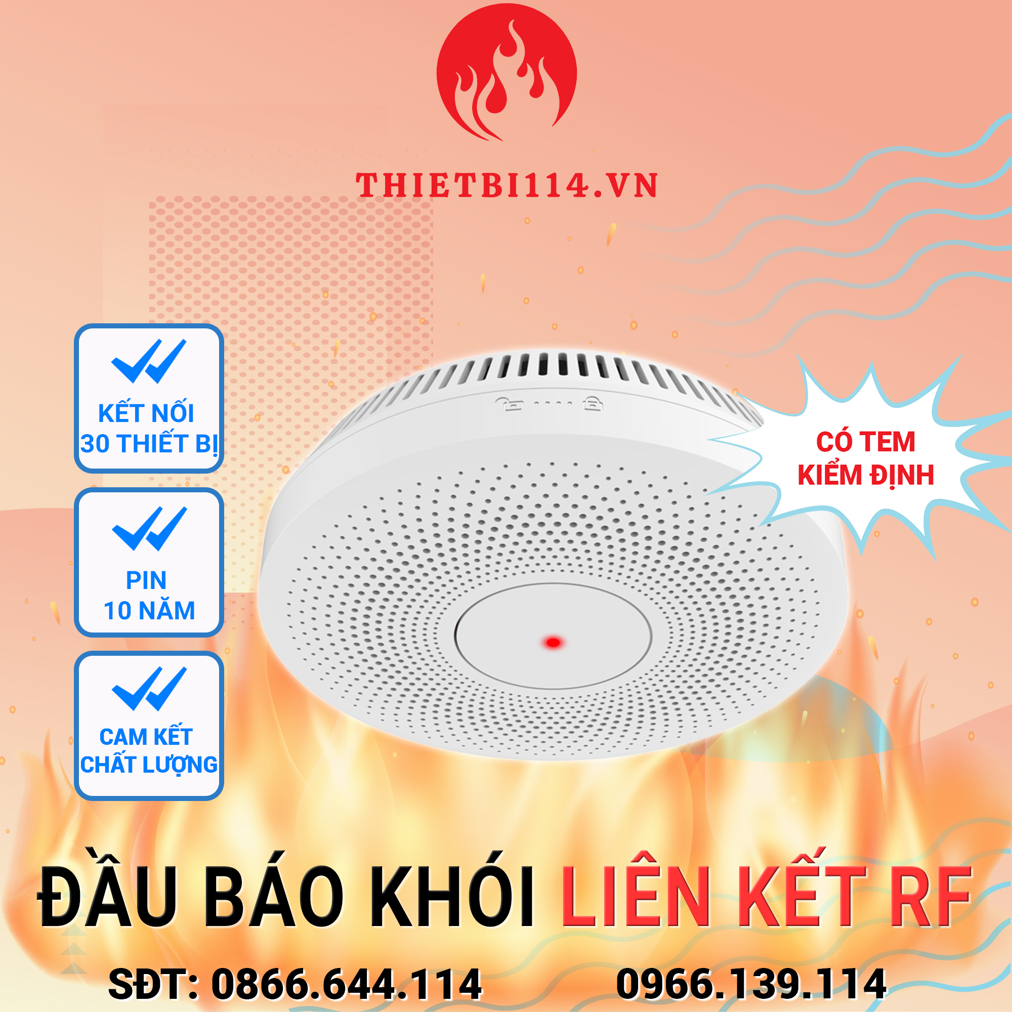 Đầu báo khói RF Hikvision Đầu báo khói RF Hikvision