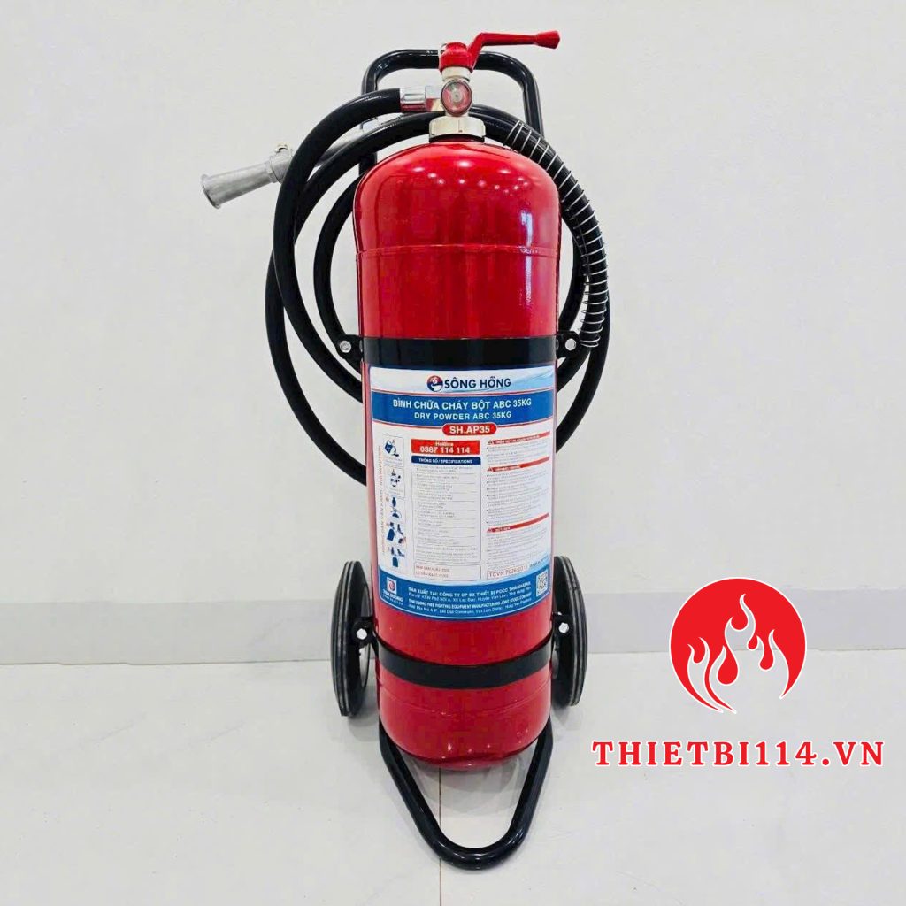 Bình chữa cháy Sông Hồng xe đẩy bột ABC 35kg