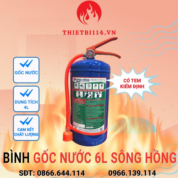 Bình chữa cháy gốc nước 6 lít Sông Hồng