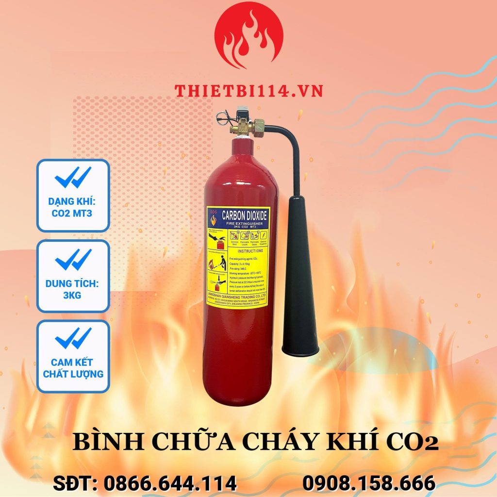 Cấu tạo bình chữa cháy CO2 theo tiêu chuẩn an toàn PCCC