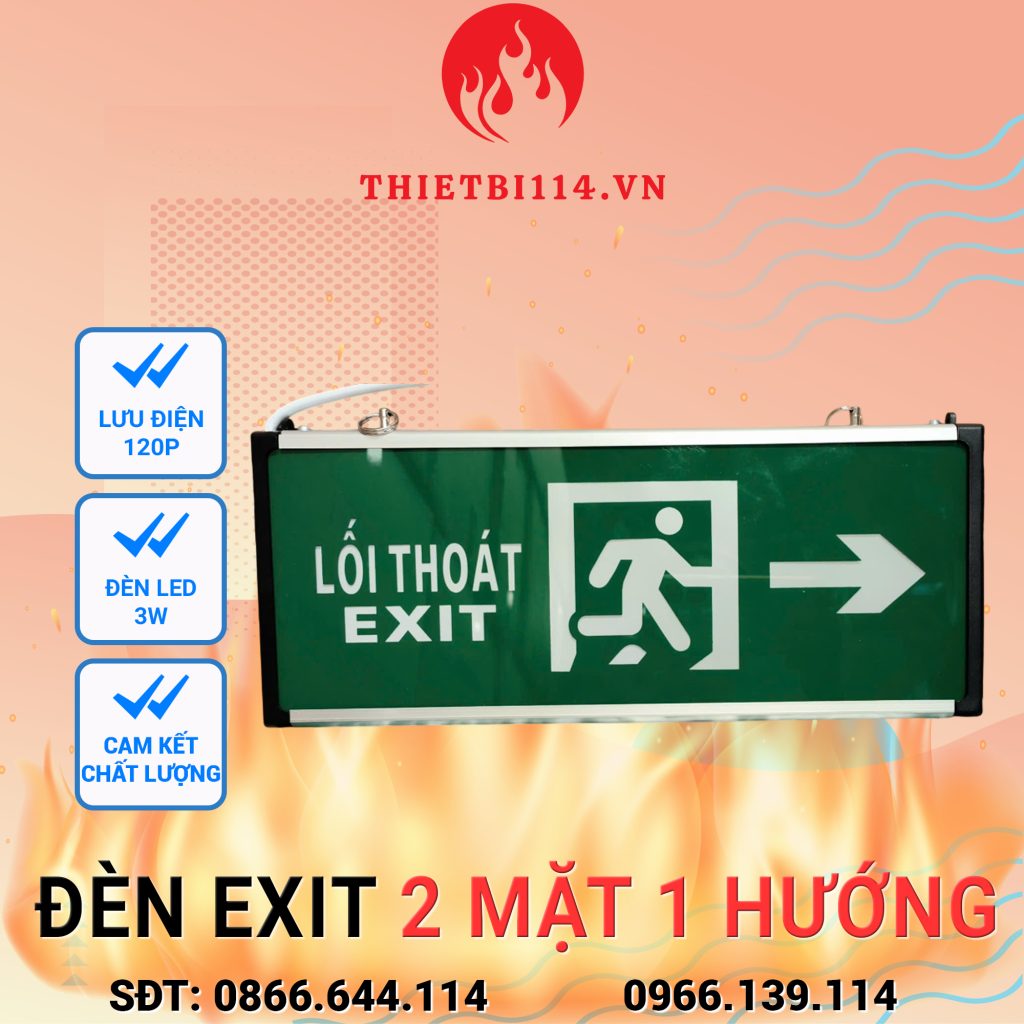 Đèn Exit 2 mặt một hướng