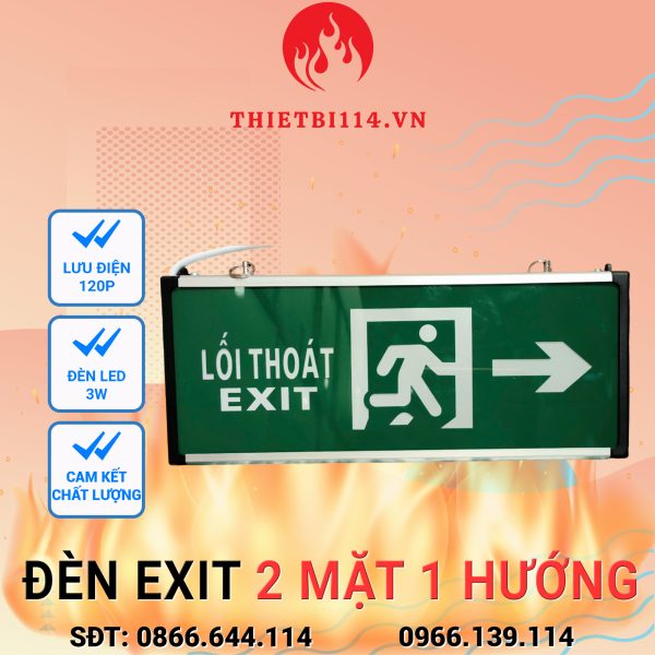 Đèn Exit 2 mặt một hướng