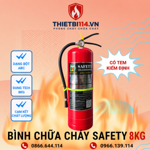 Bình Chữa Cháy Safety Bột ABC 8kg+ Tem kiểm định