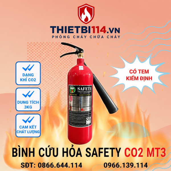Bình Chữa Cháy Safety khí CO2 MT3