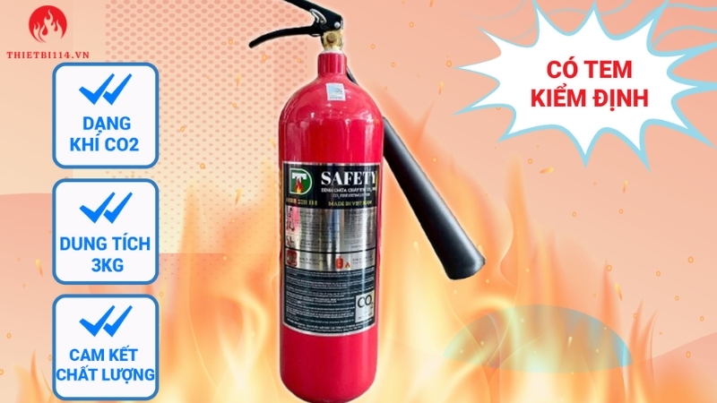 Bình chữa cháy Safety khí CO2 MT3 là thiết bị PCCC chuyên dụng