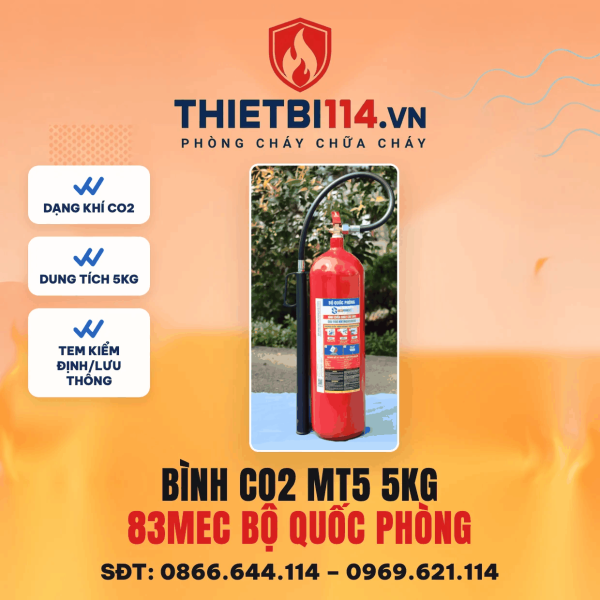 Bình chữa cháy CO2 5KG MT5 BQP + Tem kiểm định