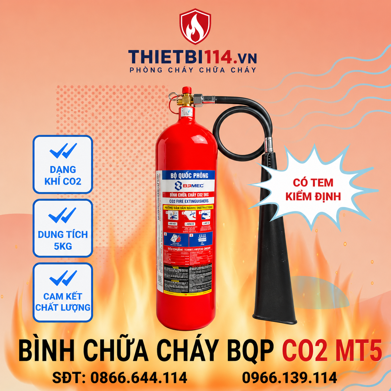 Bình chữa cháy CO2 5KG MT5 BQP
