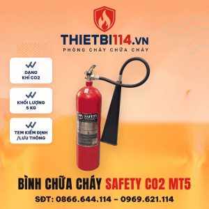 Bình Chữa Cháy Safety khí CO₂ MT5 + Tem Kiểm Định