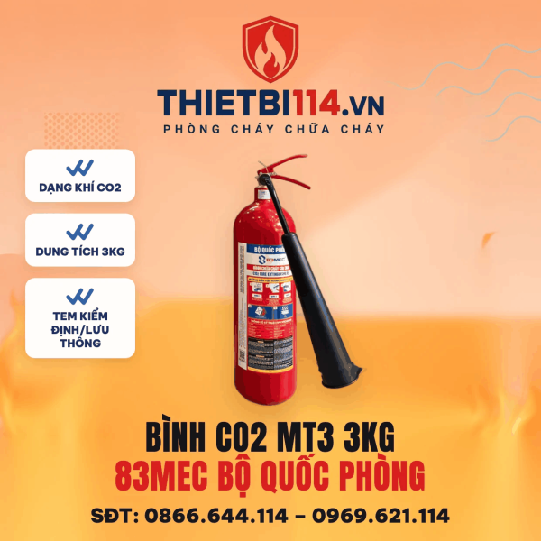 Bình Chữa Cháy CO2 3KG MT3 BQP+ Tem kiểm định