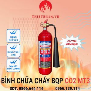Bình chữa cháy Bộ Quốc Phòng khí CO2 MT3 + Tem kiểm định