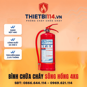 Bình Chữa Cháy Bột ABC 4kg + Tem kiểm định (Sông Hồng)