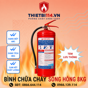 Bình chữa cháy Sông Hồng ABC 8kg + Tem lưu thông