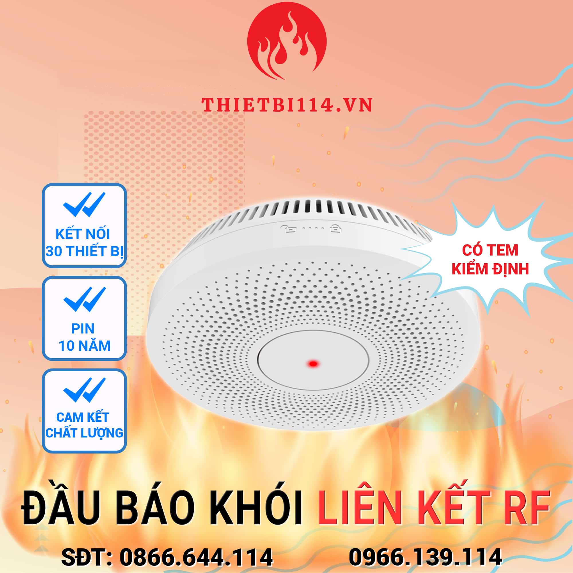 Đầu báo khói RF HIK kết hợp hoàn hảo giữa độ nhạy cao và công nghệ không dây hiện đại