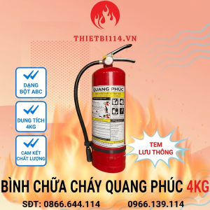 Bình chữa cháy Quang Phúc ABC 4kg + Tem lưu thông