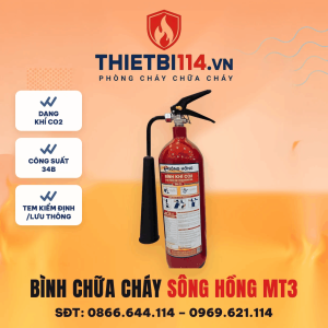 Bình chữa cháy Sông Hồng khí CO2 MT3 + Tem lưu thông