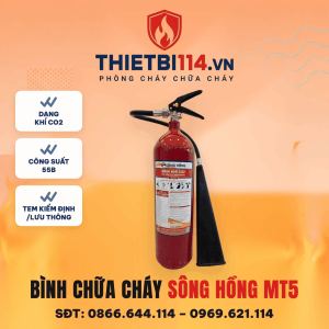 Bình chữa cháy Sông Hồng khí CO2 MT5 + Tem kiểm định