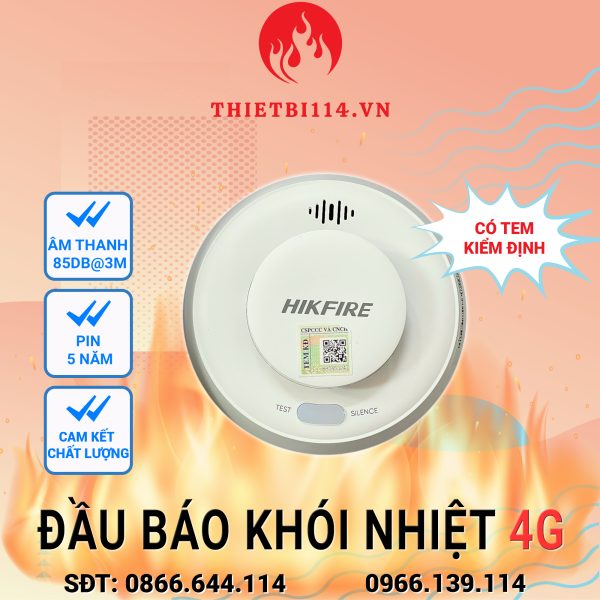 Đầu báo cháy độc lập 4G 2 trong 1 Hikvision là thiết bị cảnh báo cháy hiện đại