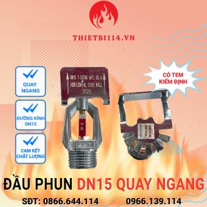 Đầu phun Sprinkler DN15 quay ngang có tem kiểm định