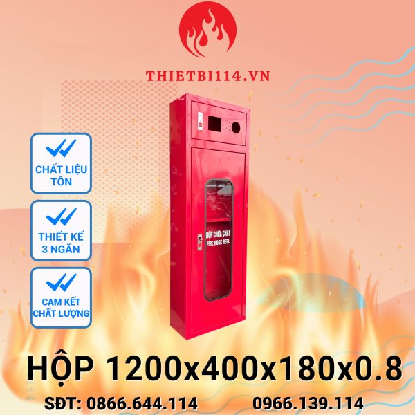 Hộp chữa cháy 1200x400x180x0.8 chia 3 ngăn