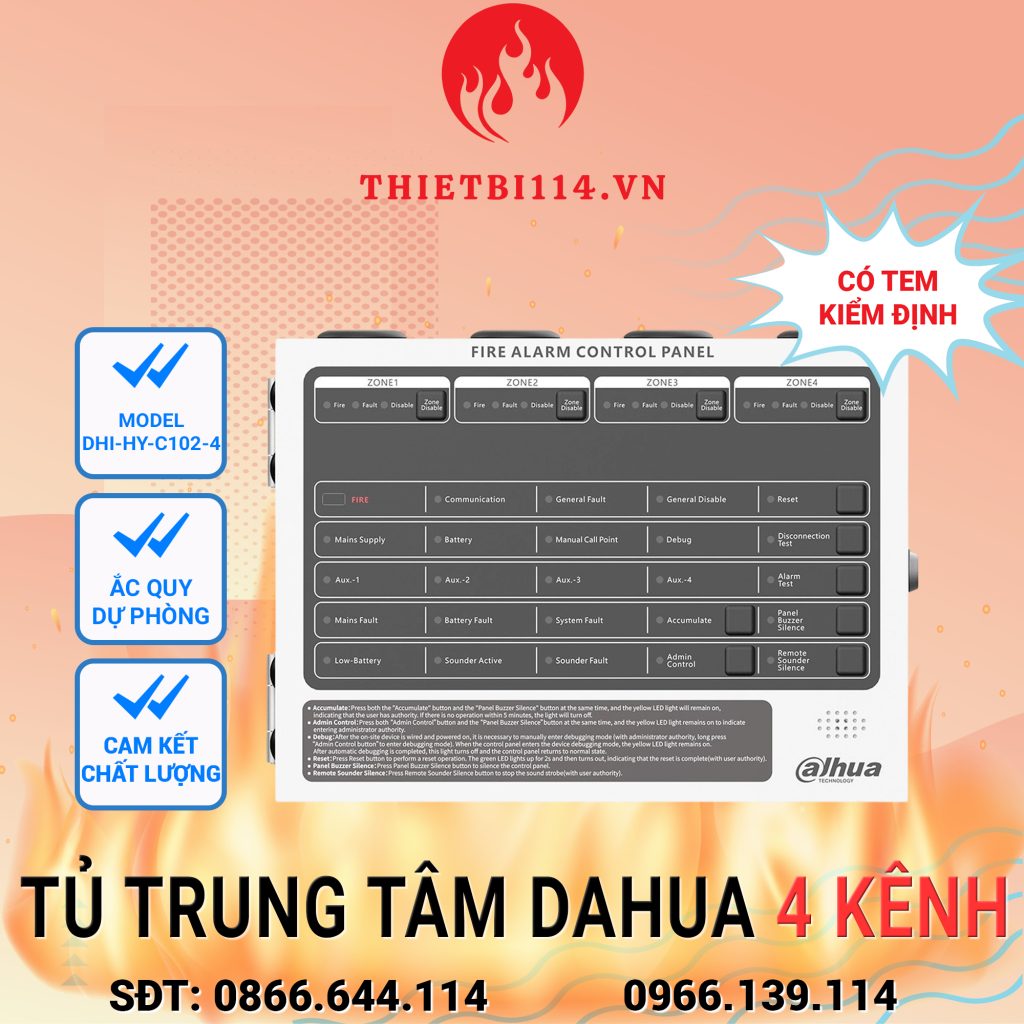 Tủ trung tâm báo cháy 4 kênh Dahua DHI-HY-C102-4