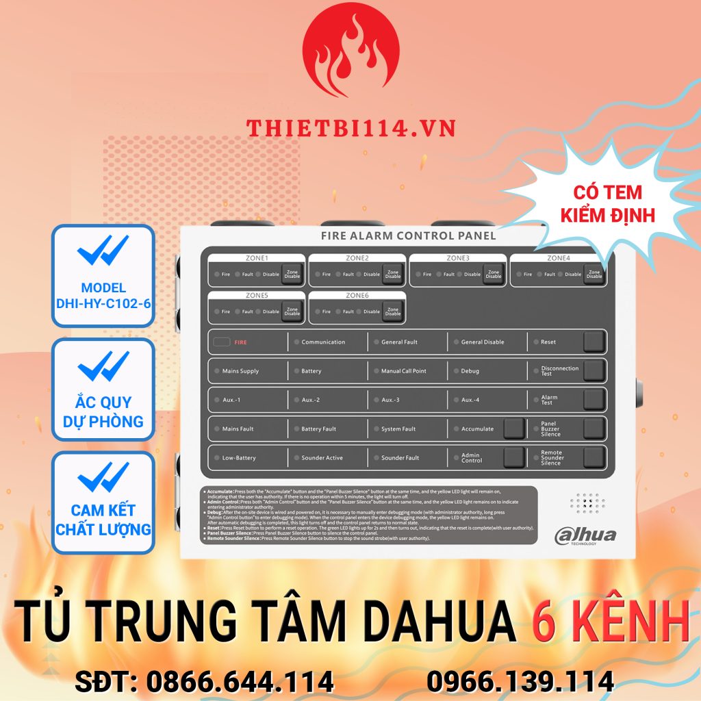 Tủ trung tâm báo cháy 6 kênh Dahua DHI-HY-C102-6