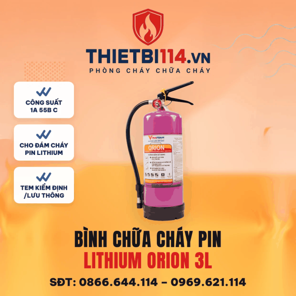 Bình chữa cháy Vina Foam Pin Lithium orion 3L + tem kiểm định