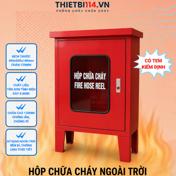 Hộp chữa cháy ngoài trời 600x500x180mm chân 150