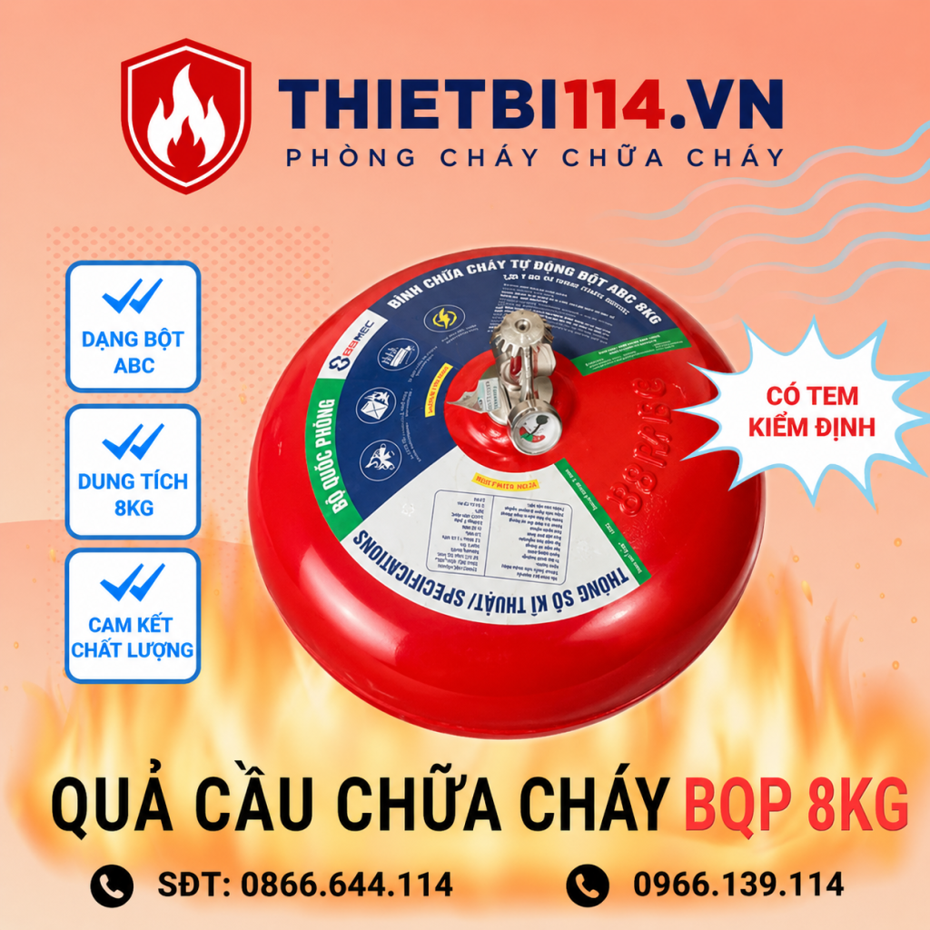 Bình cầu chữa cháy tự động Bộ Quốc Phòng 83Mec ABC 8kg