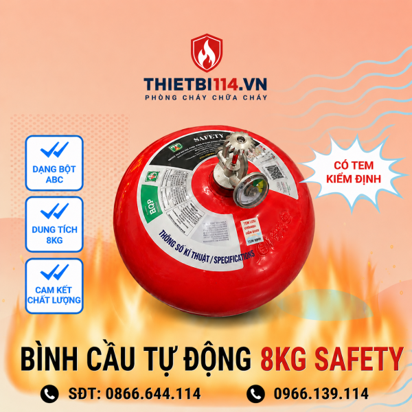 Bình Cầu Chữa Cháy Tự Động Safety ABC 8kg