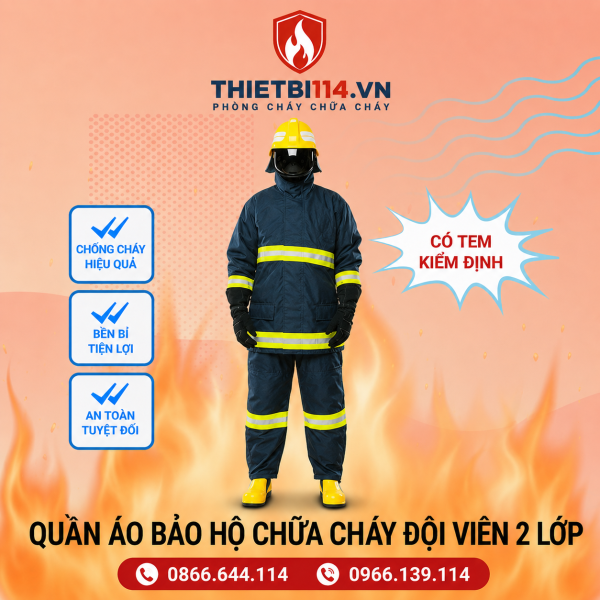 Quần áo bảo hộ chữa cháy đội viên 2 lớp