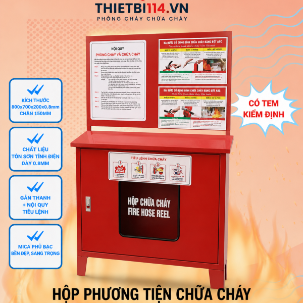 Hộp phương tiện chữa cháy 800x700x200x0.8 chân 150mm
