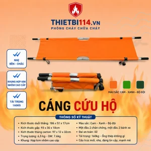 Cáng cứu thương 2 gấp PHA0013 Thietbi114 – 3 màu, tải trọng 160kg, thông số kỹ thuật