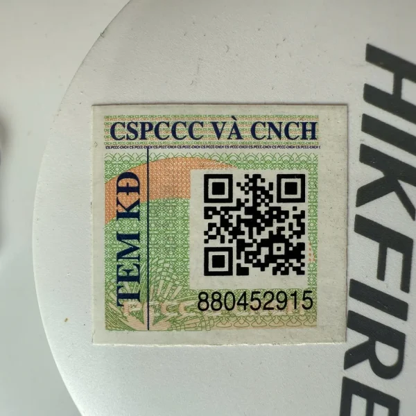 Tem kiểm định CSPCCC và CNCH dán trên thân đầu báo khói 4G