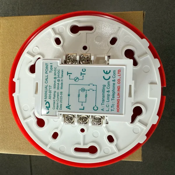 Mặt sau và đế đấu nối nút ấn Horing AH-9717