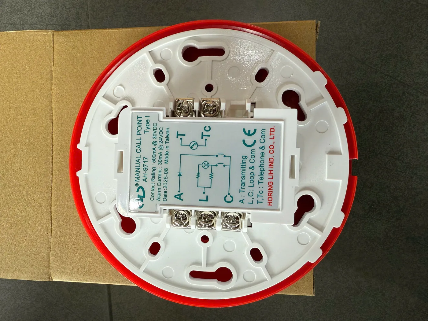 Mặt sau và đế đấu nối nút ấn Horing AH-9717 Mặt sau và đế đấu nối nút ấn Horing AH-9717