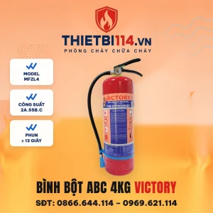 Bình chữa cháy bột ABC 4kg Victory MFZL4 công suất 2A.55B.C