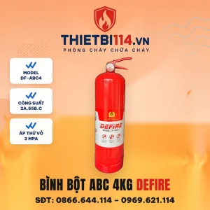 Bình chữa cháy bột ABC 4kg Defire DF-ABC4 Thanh Bình BCA công suất 2A.55B.C