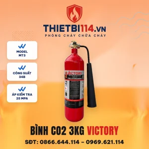 Bình chữa cháy khí CO2 3kg Victory MT3 công suất 34B