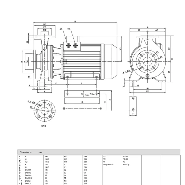 Bản vẽ kích thước Ebara 3D 50-200/15