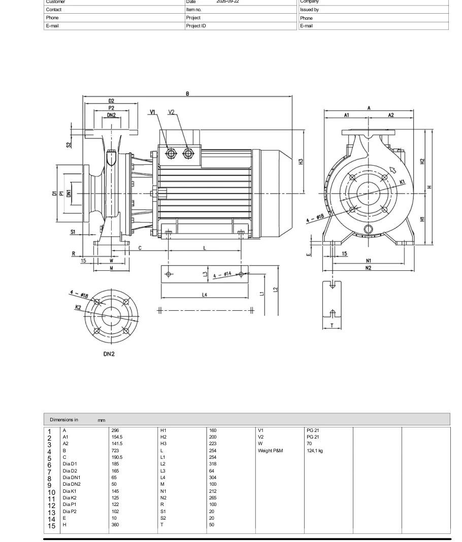 Bản vẽ kích thước Ebara 3D 50-200/15